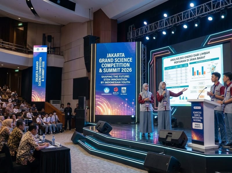 Pemateri dan siswa dalam kegiatan Jakarta Grand Science Competition and Summit 2026